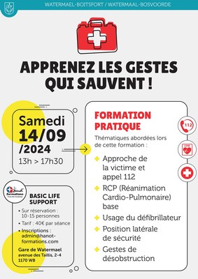 Formation pratique aux premiers secours - Le samedi 14 septembre